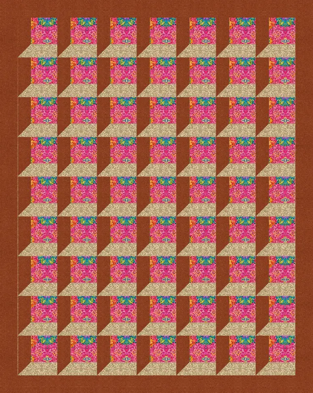 Attic Windows quilt, twin size, 71" × 89"