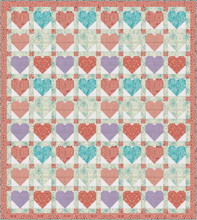 Heart Baby quilt, full size, 88" × 98"