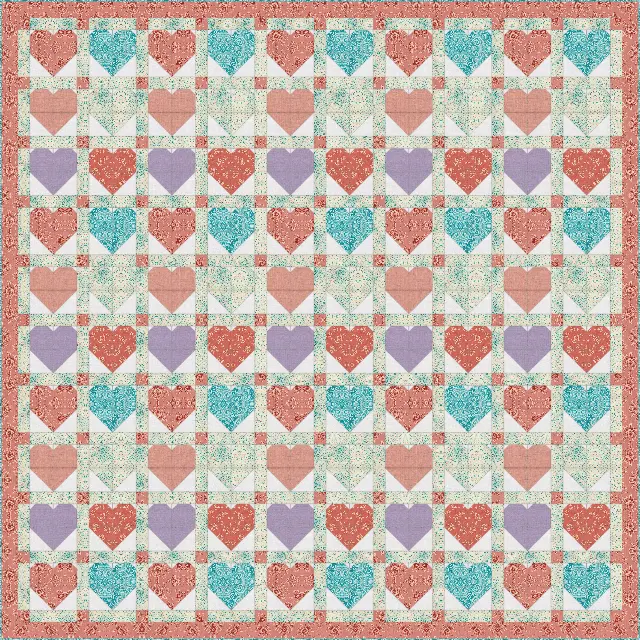 Heart Baby quilt, king size, 108" × 108"