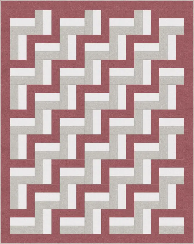 Rail Fence Baby quilt, throw size, 58.5" × 73.5"