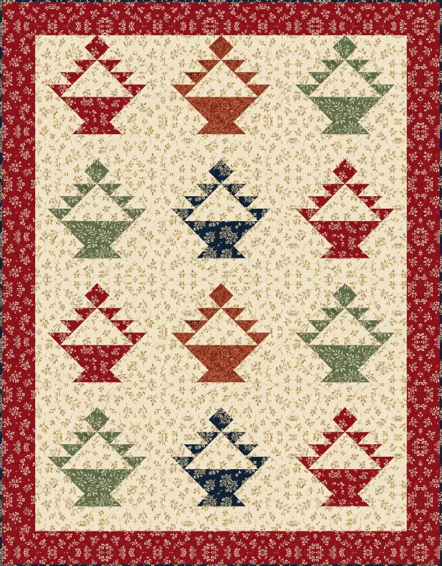 Basket quilt, crib size, 50.375" × 64.625"