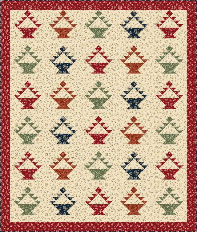 Basket quilt, full size, 78.75" × 92.875"