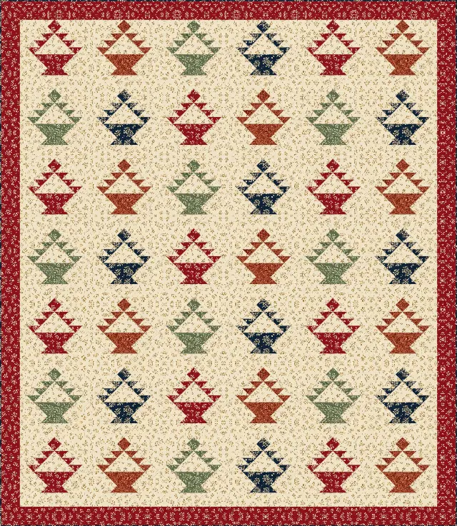 Basket quilt, queen size, 92.875" × 107"