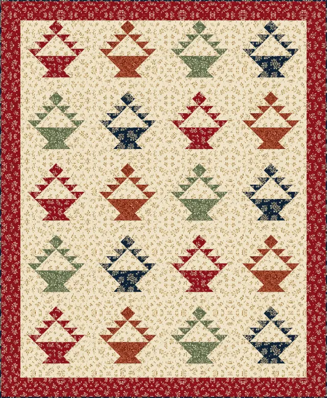Basket quilt, throw size, 64.625" × 78.75"