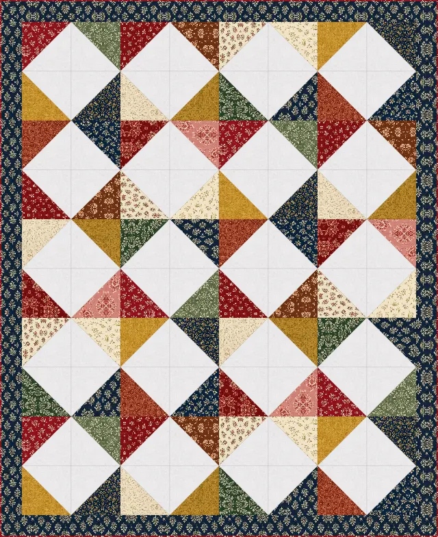 Big Half-Square Triangle quilt, full size, 80" × 98"