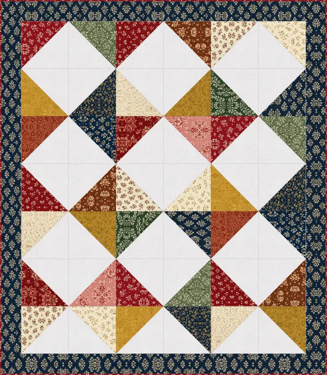 Big Half-Square Triangle quilt, throw size, 62" × 71"
