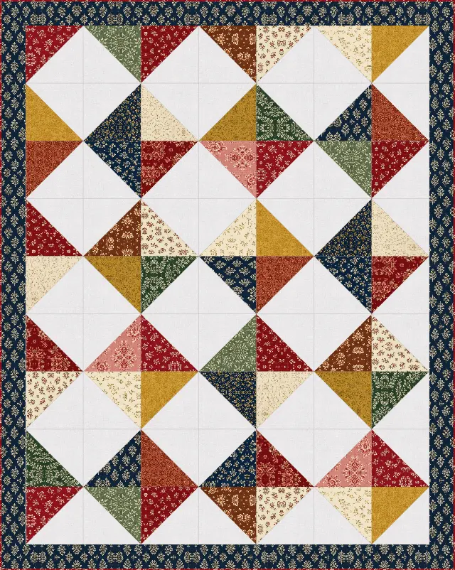 Big Half-Square Triangle quilt, twin size, 71" × 89"