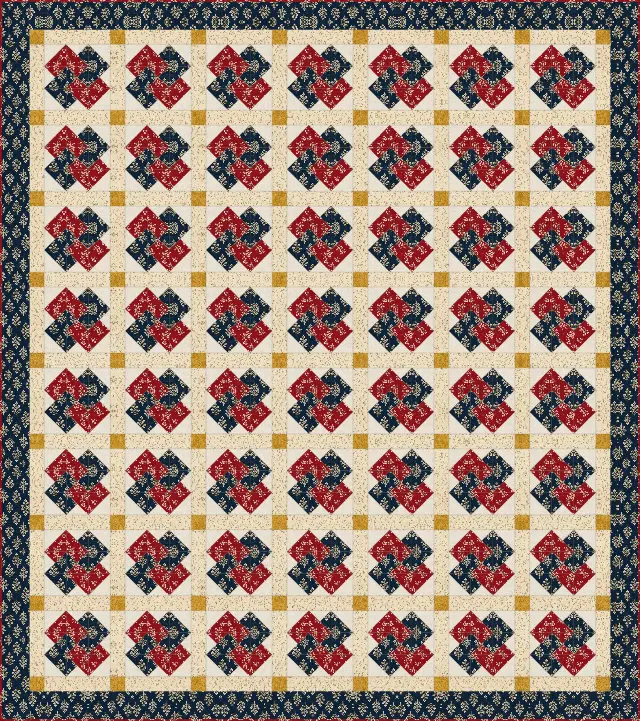 Card Trick quilt, full size, 87" × 98"
