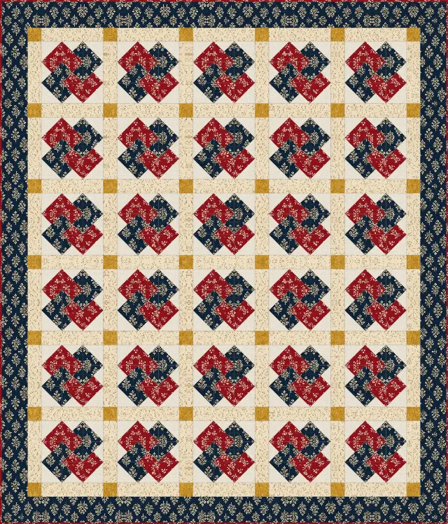 Card Trick quilt, throw size, 65" × 76"