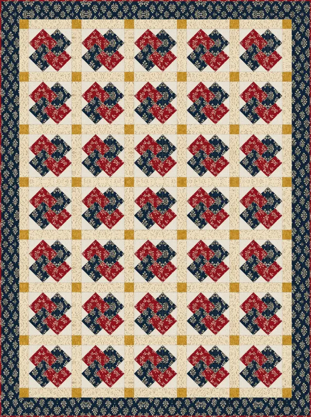 Card Trick quilt, twin size, 65" × 87"