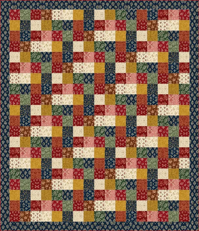 Charm Square quilt, full size, 84.5" × 98"