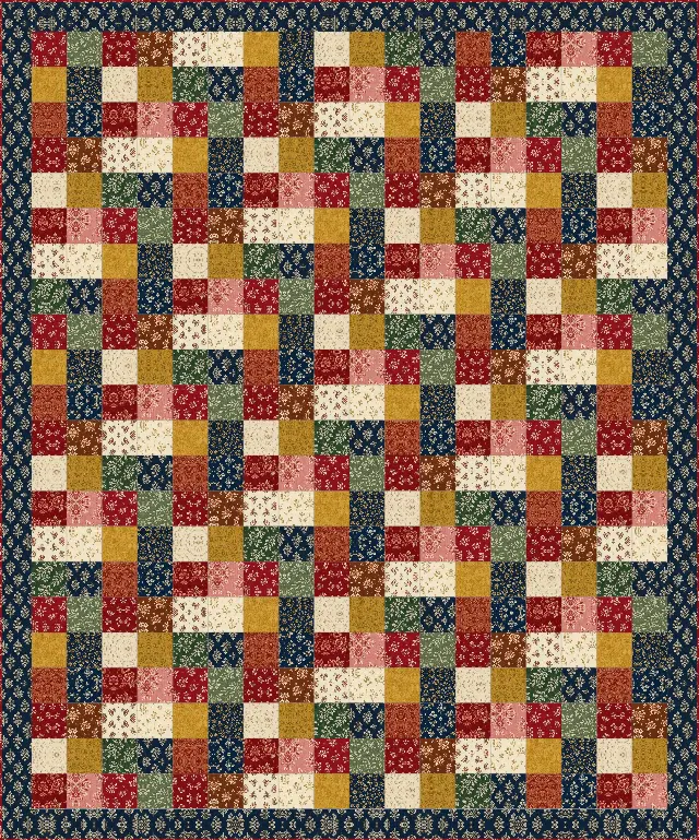 Charm Square quilt, queen size, 89" × 107"