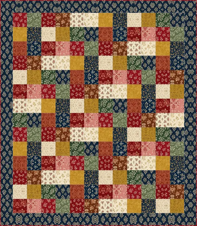 Charm Square quilt, throw size, 62" × 71"