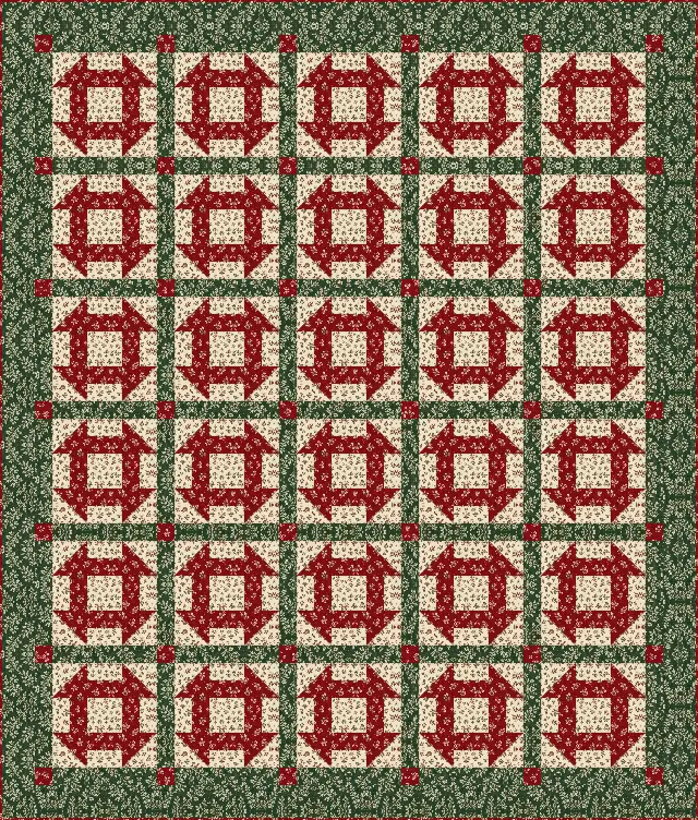 Christmas Churn Dash quilt, full size, 80" × 94"