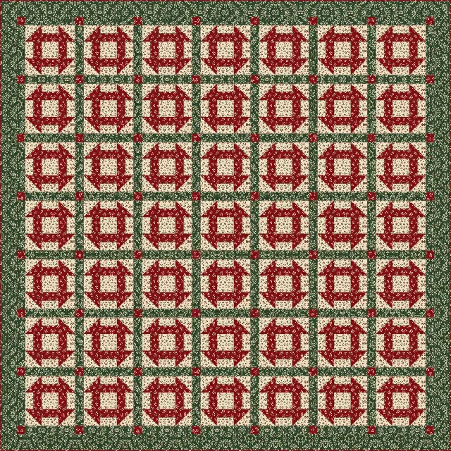 Christmas Churn Dash quilt, king size, 108" × 108"