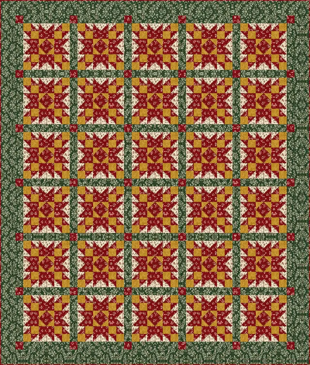 Christmas Star quilt, full size, 80" × 94"