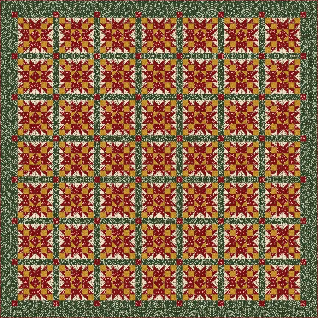 Christmas Star quilt, king size, 108" × 108"