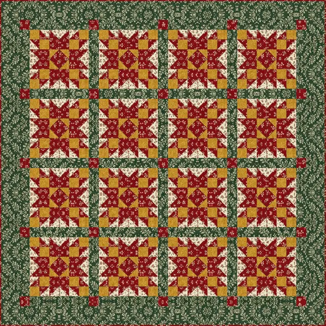 Christmas Star quilt, throw size, 66" × 66"