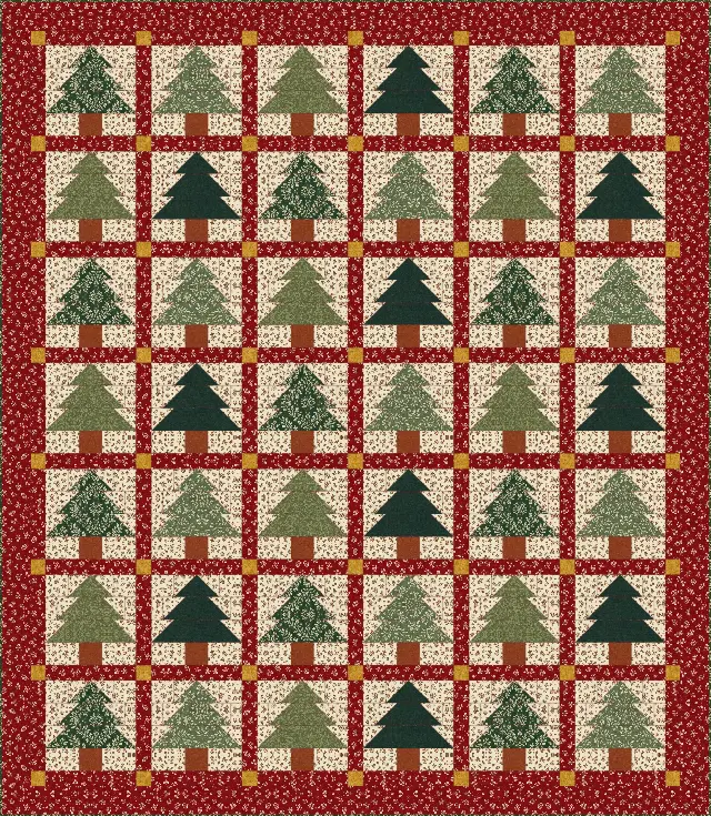 Christmas Tree quilt, queen size, 94" × 108"
