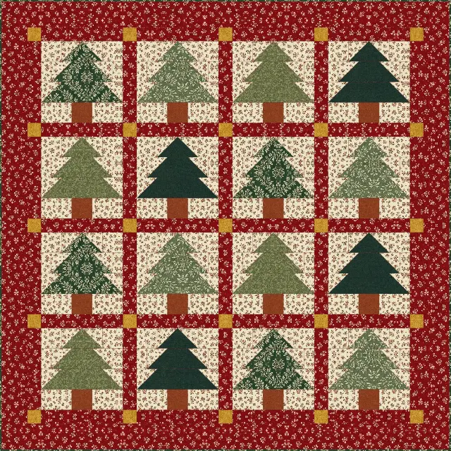 Christmas Tree quilt, throw size, 66" × 66"