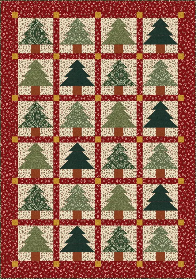 Christmas Tree quilt, twin size, 66" × 94"