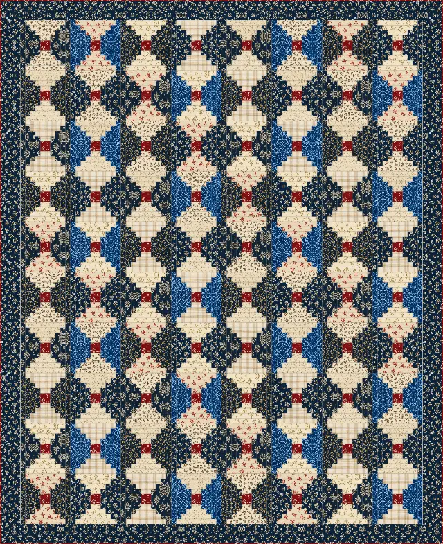 Courthouse Steps quilt, queen size, 88" × 108"