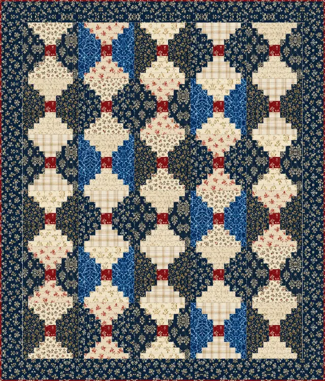 Courthouse Steps quilt, throw size, 58" × 68"