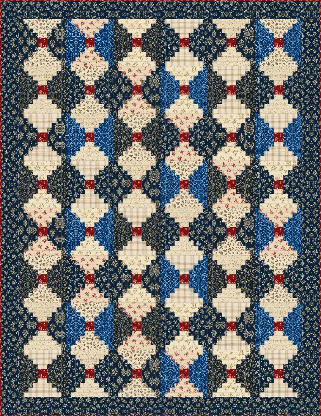 Courthouse Steps quilt, twin size, 68" × 88"