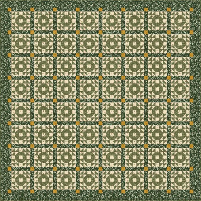 Crown of Thorns quilt, king size, 106" × 106"