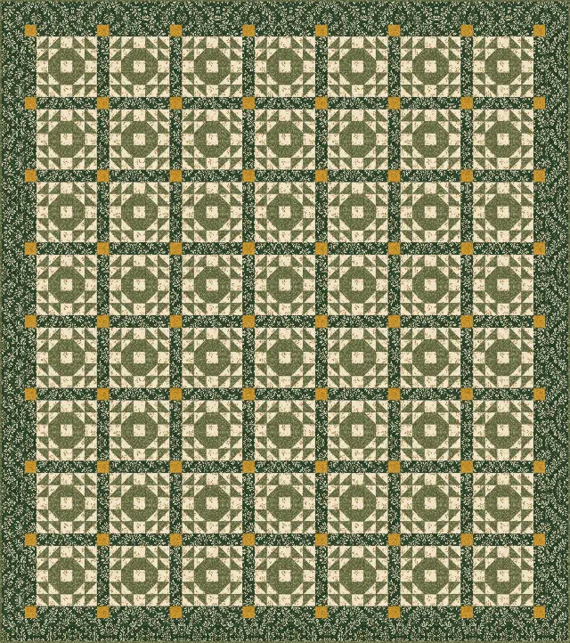 Crown of Thorns quilt, queen size, 94" × 106"