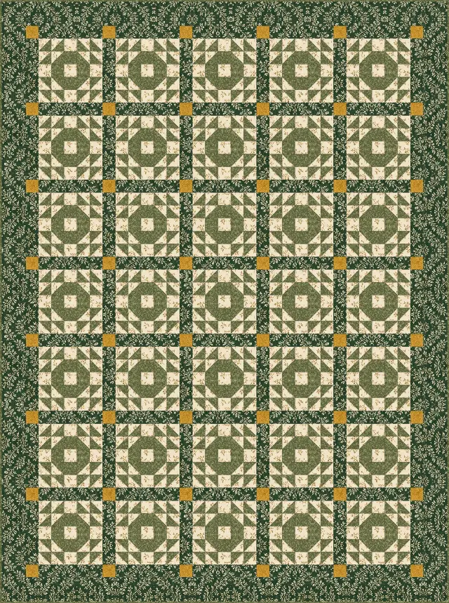 Crown of Thorns quilt, twin size, 70" × 94"