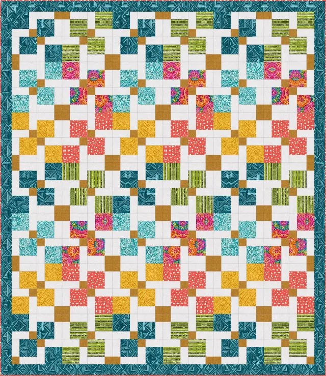 Disappearing Nine Patch quilt, full size, 84" × 97"
