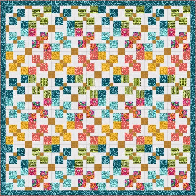 Disappearing Nine Patch quilt, king size, 110" × 110"