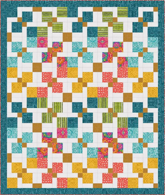 Disappearing Nine Patch quilt, twin size, 71" × 84"
