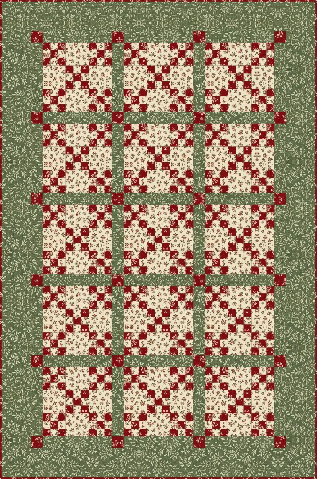 Double Nine Patch quilt, crib size, 41" × 62"
