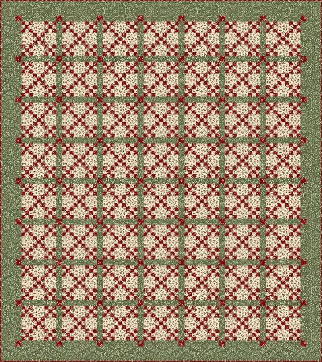 Double Nine Patch quilt, full size, 83" × 93.5"