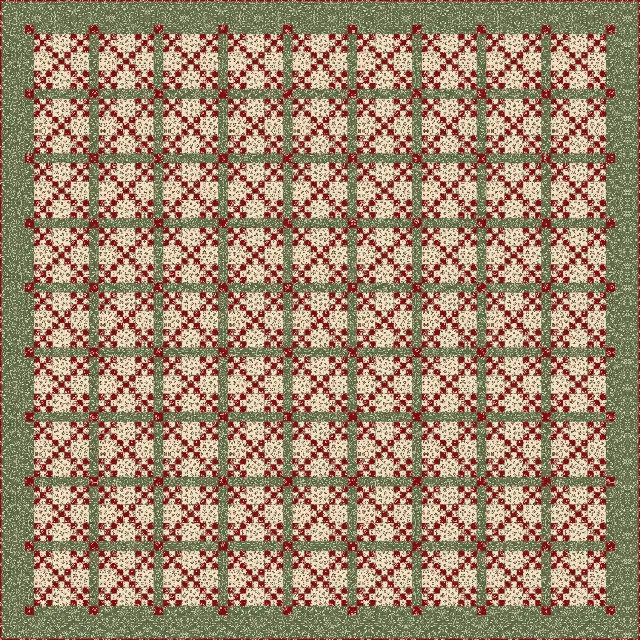 Double Nine Patch quilt, king size, 104" × 104"