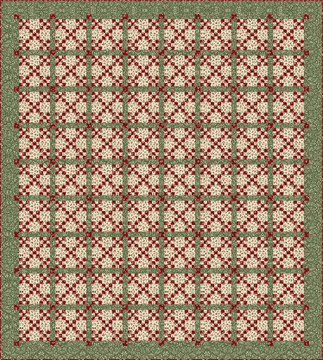 Double Nine Patch quilt, queen size, 93.5" × 104"
