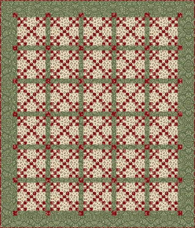 Double Nine Patch quilt, throw size, 62" × 72.5"