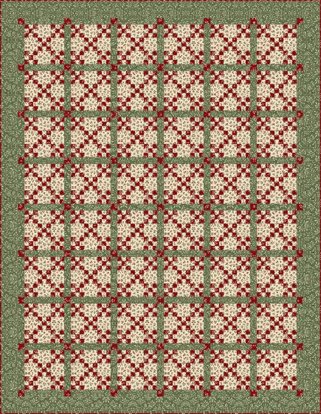 Double Nine Patch quilt, twin size, 72.5" × 93.5"