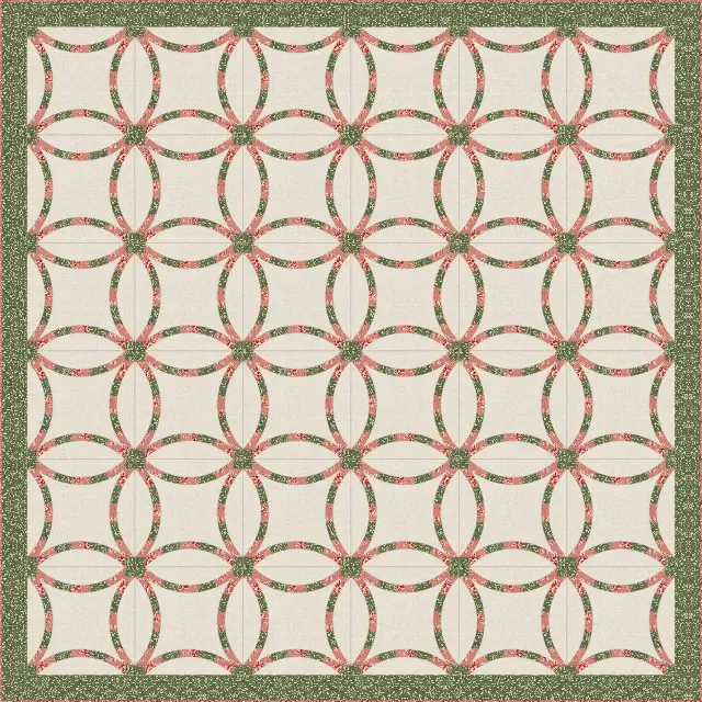 Double Wedding Ring quilt, king size, 104" × 104"