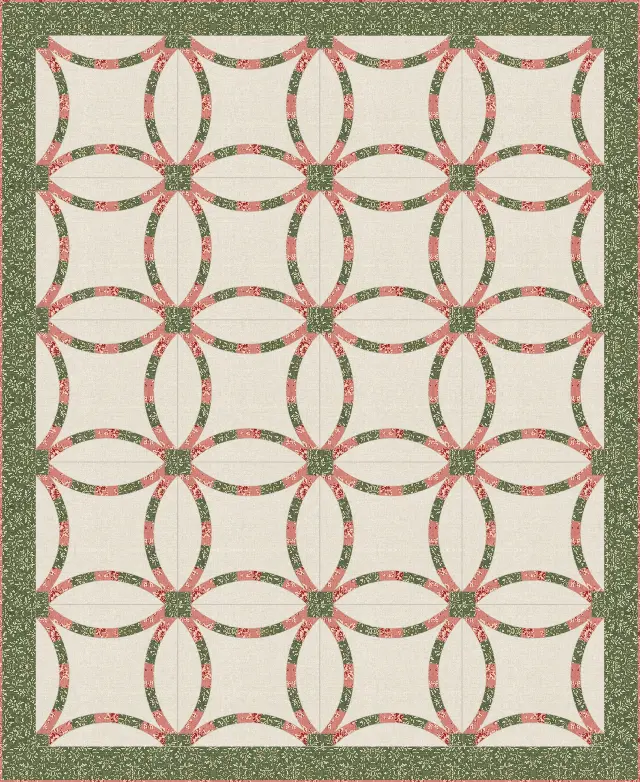 Double Wedding Ring quilt, twin size, 72" × 88"