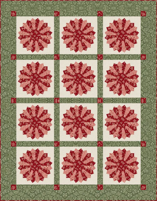 Dresden Plate quilt, throw size, 58" × 74"