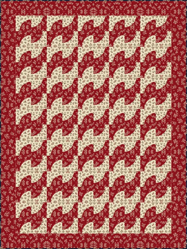 Drunkard's Path quilt, crib size, 48" × 64"