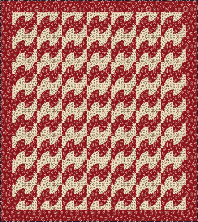 Drunkard's Path quilt, throw size, 64" × 72"