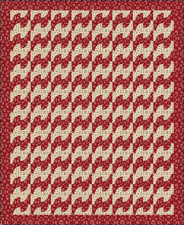 Drunkard's Path quilt, twin size, 72" × 88"