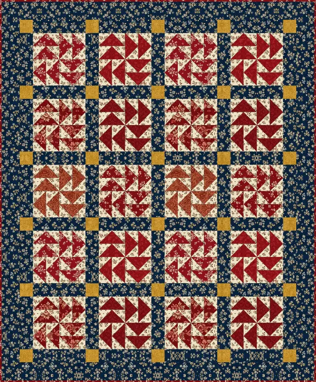 Dutchman's Puzzle quilt, crib size, 48" × 58"