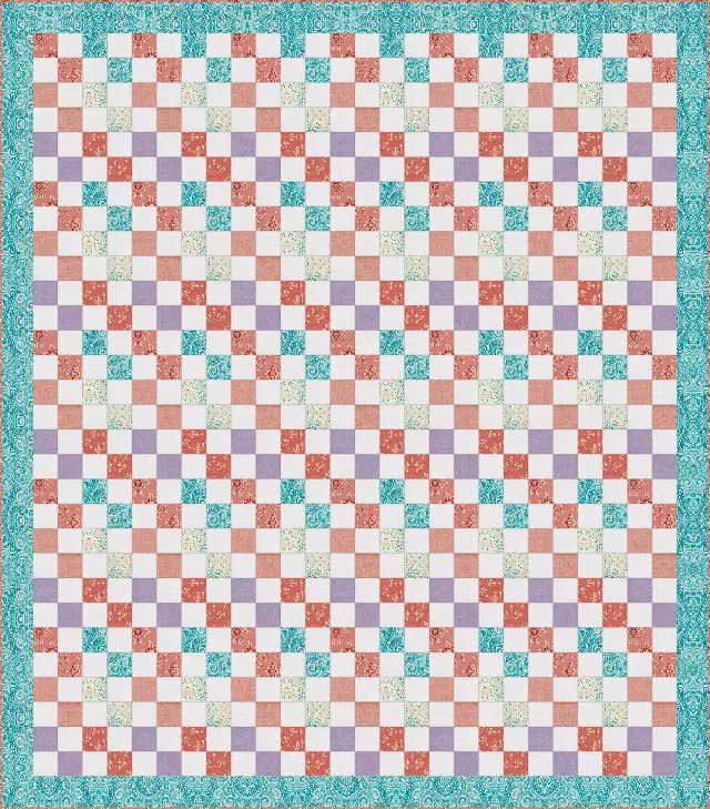 Easy Four Patch Baby quilt, full size, 86" × 98"