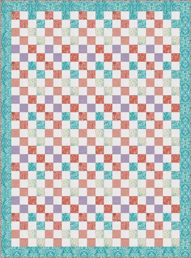 Easy Four Patch Baby quilt, twin size, 68" × 92"