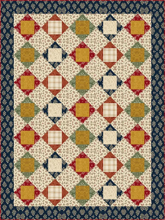 Economy Block quilt, crib size, 48" × 64"